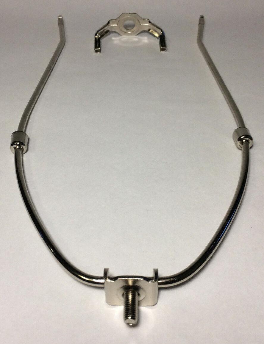 New 13" Nickel Finish Lamp HARP Shade Holder w/Base for Lamp Repair #HAR65N - Stone Door Lamps