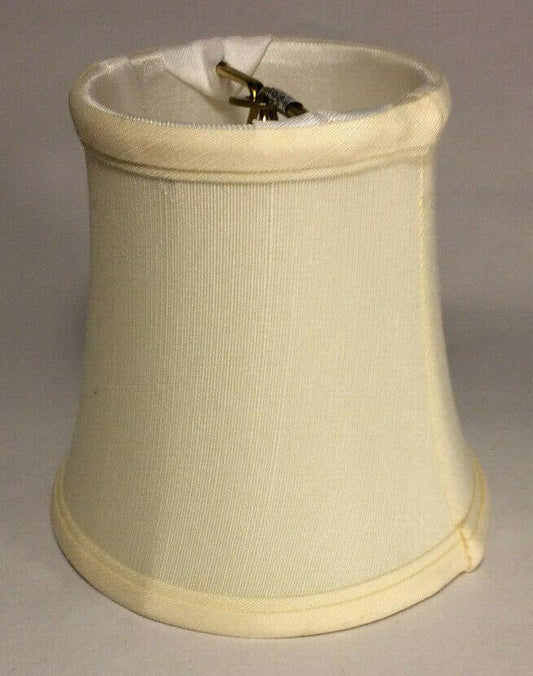 Chandelier Bell Style Softback Fabric Shade, Eggshell, Bulb Clip,Tissue Shantung - Stone Door Lamps
