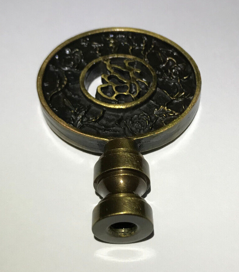 New 2 13/16" Brass Oriental Lamp Finial, Antique Brass Finish, 1/4-27F #BF167A