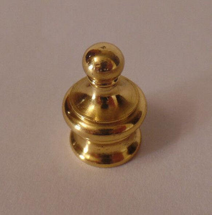 New Brass Finial For Standard Lamp Harps, 1" ht., Burnished & Lacquered #LF824