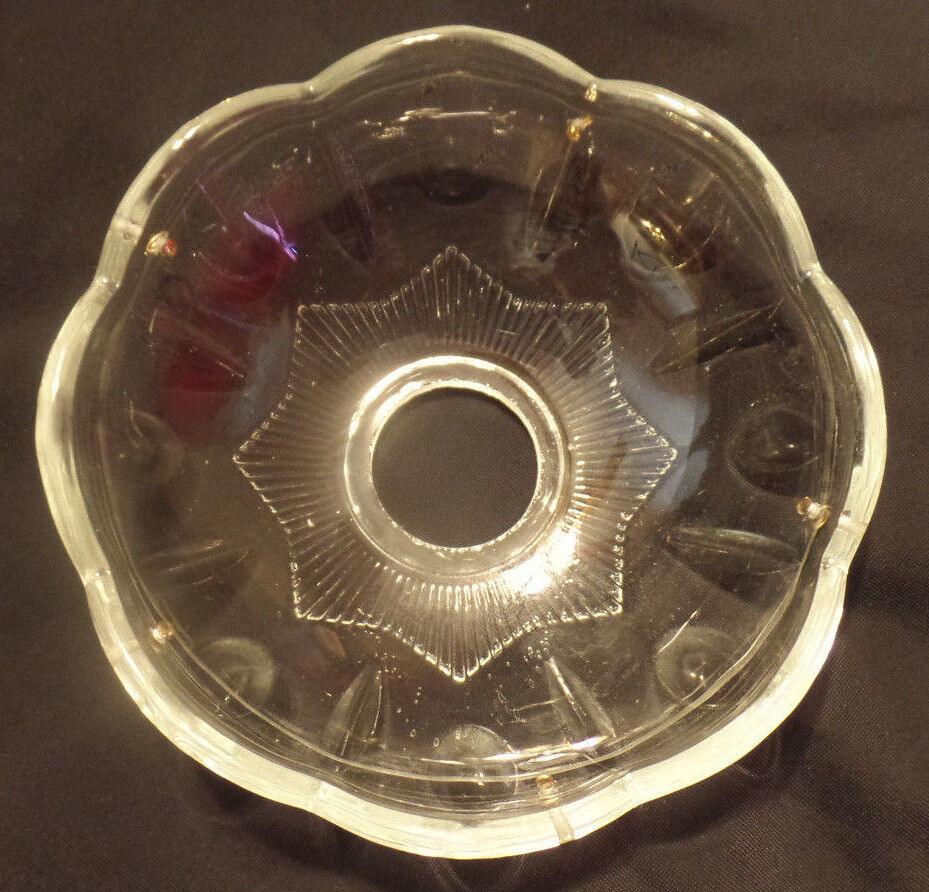 NEW 4" Pressed Glass Round Lamp Prism Chandelier Bobeche w/ 5 Brass Pins #BB902 - Stone Door Lamps