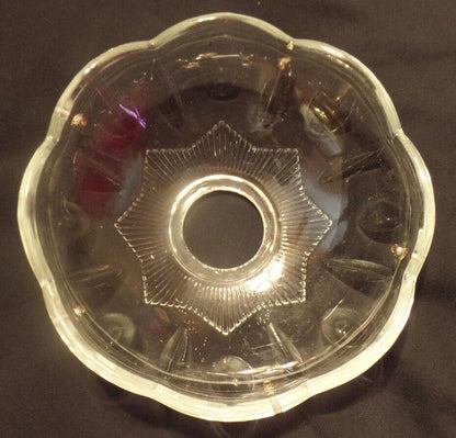 NEW 4" Pressed Glass Round Lamp Prism Chandelier Bobeche w/ 5 Brass Pins #BB902 - Stone Door Lamps