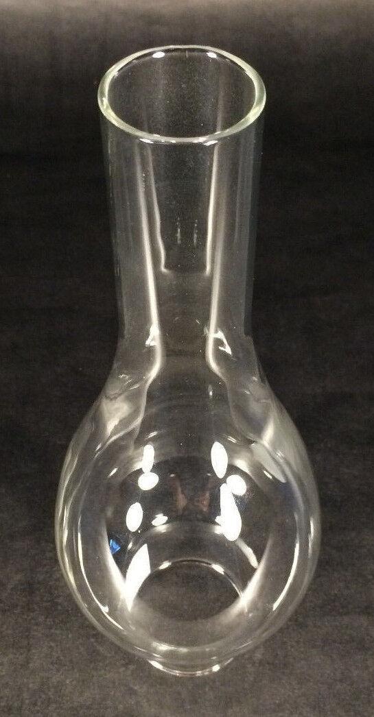 NEW 2" x 9 3/4" CLEAR GLASS OIL LAMP ITALIA BOMBE CHIMNEY   #CH925