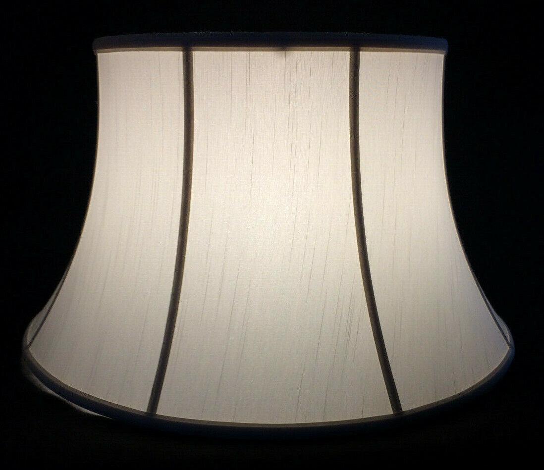 Softback Floor Lamp Shade, Shallow Drum, Off White High Quality Tissue Shantung - Stone Door Lamps