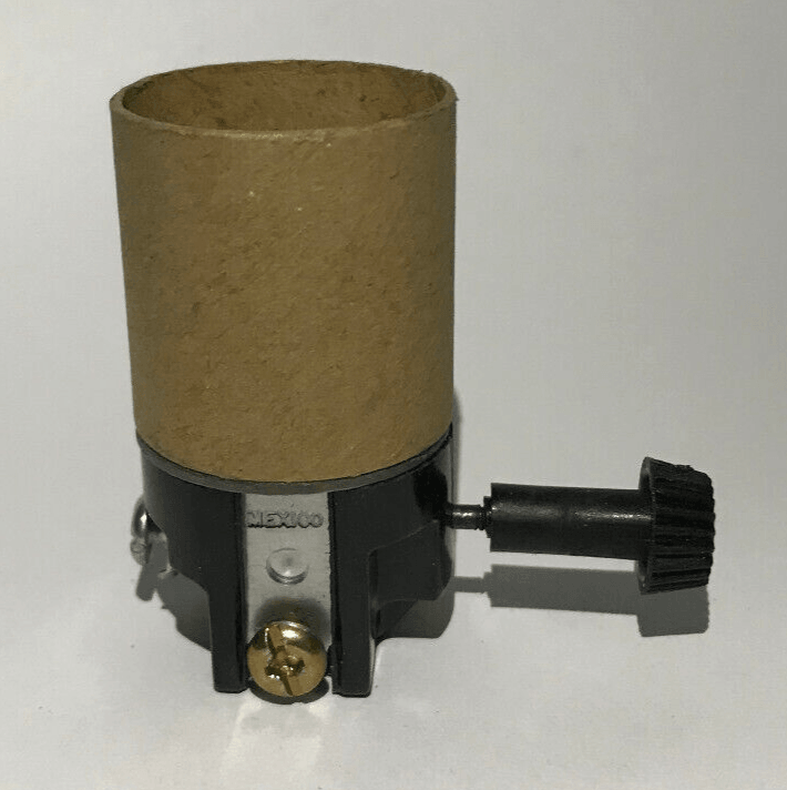 New On/Off Turn Knob Lamp Socket Interior With Insulator, E26, Short Mandrel 201 - Stone Door Lamps