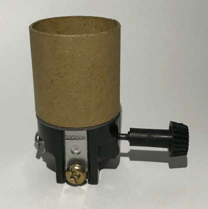New On/Off Turn Knob Lamp Socket Interior With Insulator, E26, Short Mandrel 201 - Stone Door Lamps