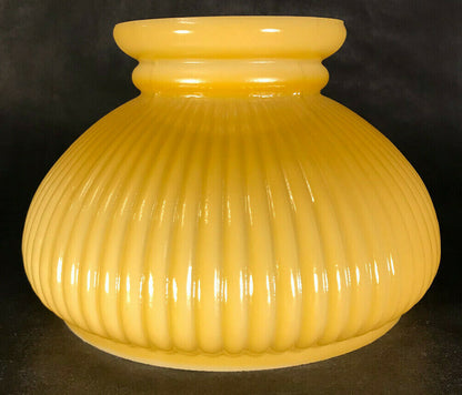 New 7" Ribbed Student Lamp Shade, Opal Glass, Buff Nu-Gold Tint, USA Made #7S511