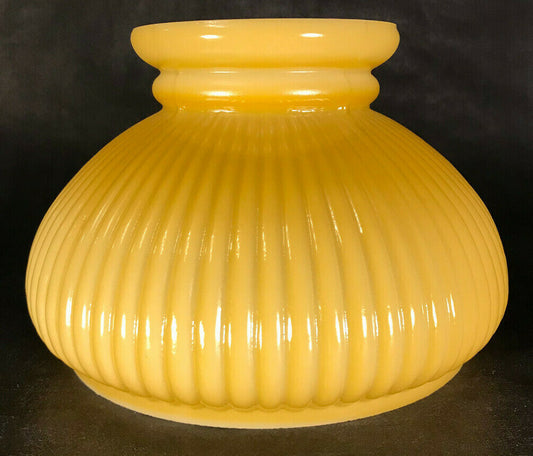 New 7" Ribbed Student Lamp Shade, Opal Glass, Buff Nu-Gold Tint, USA Made #7S511