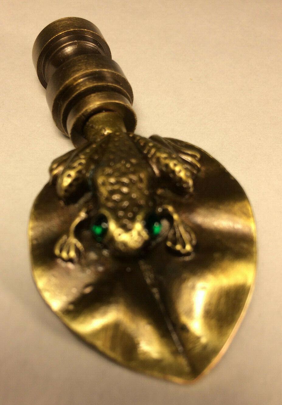 New 2 3/8" Tree Frog Cast Metal Lamp Harp Finial, Antique Finish 1/4 - 27F #LF239A - Stone Door Lamps