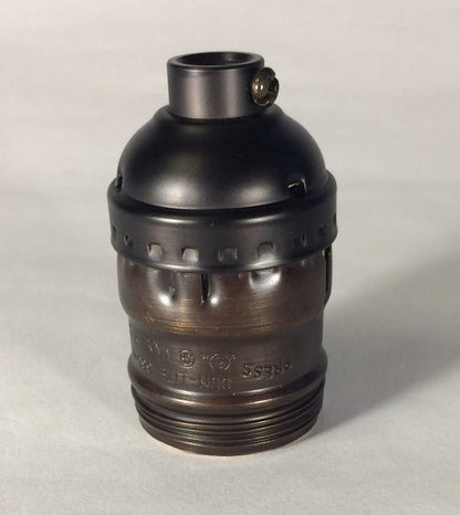 Bronze Brass Short Keyless Early Electric Industrial Style Uno Lamp Socket #290B