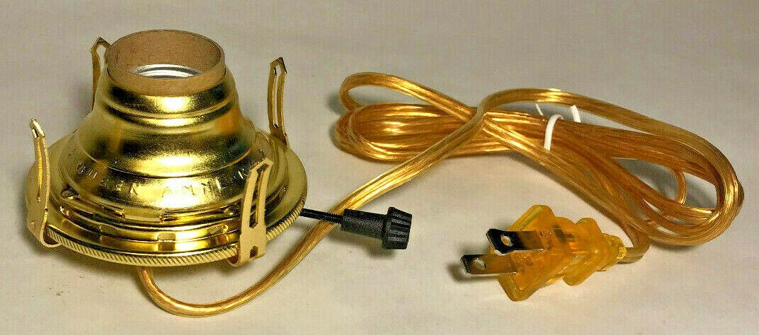 New Solid Brass #2 Queen Anne Electric Lamp Burner With 6 ft. Gold Cord #EB213 - Stone Door Lamps