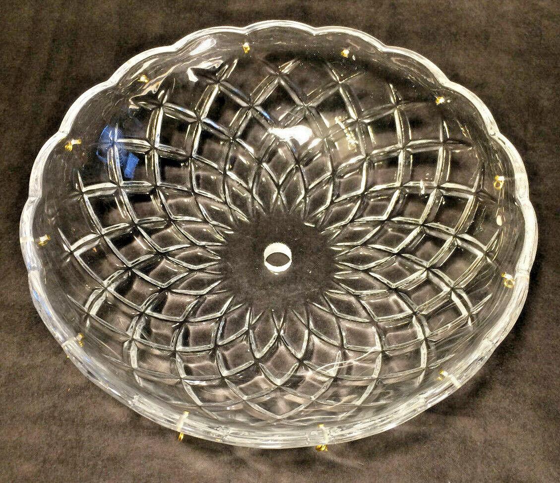 NEW 8" Pressed Glass Round Lamp Prism Chandelier Bobeche w/ 12 Brass Pins #BB910 - Stone Door Lamps