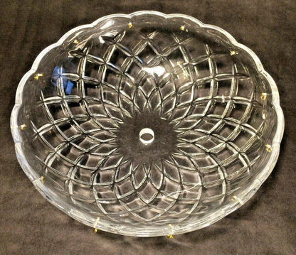 NEW 8" Pressed Glass Round Lamp Prism Chandelier Bobeche w/ 12 Brass Pins #BB910 - Stone Door Lamps