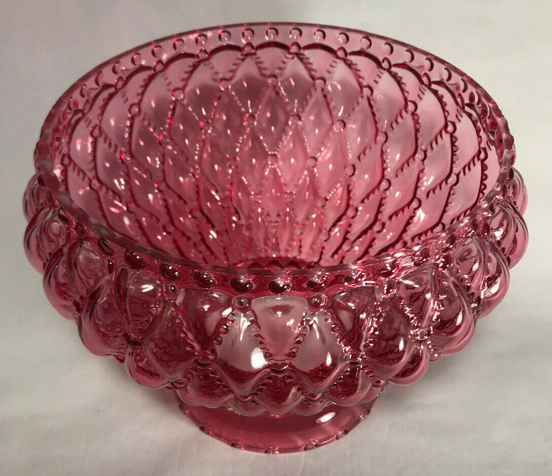 New 7" Diamond Quilted Cranberry Glass Student Lamp Shade With Crimp Top  #7S667