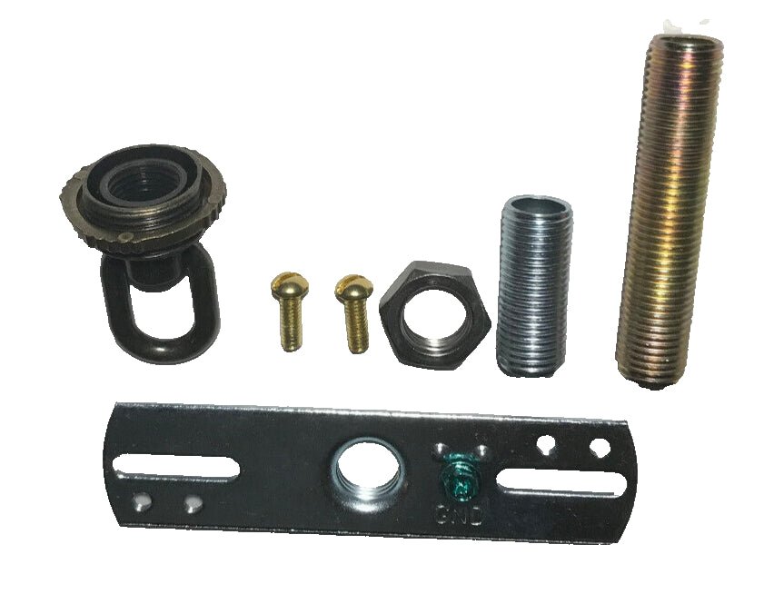 New Antique Brass Finish Screw Collar Loop Canopy Hardware Kit Set #CK933A - Stone Door Lamps