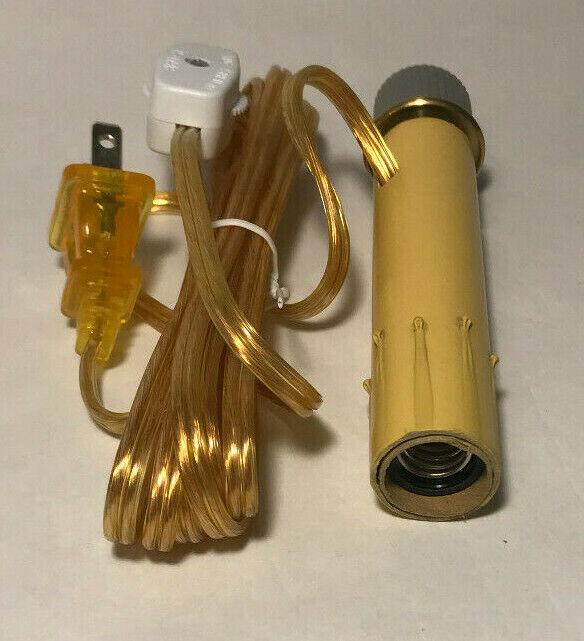 New 15/16" Candlestick Adapter Kit W/ 4" Antique Gold Candle Cover, 8' Gold Cord - Stone Door Lamps