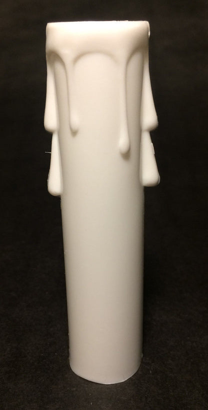 New 4" WHITE PLASTIC CANDELABRA SOCKET Chandelier CANDLE COVER WITH DRIPS #CC801