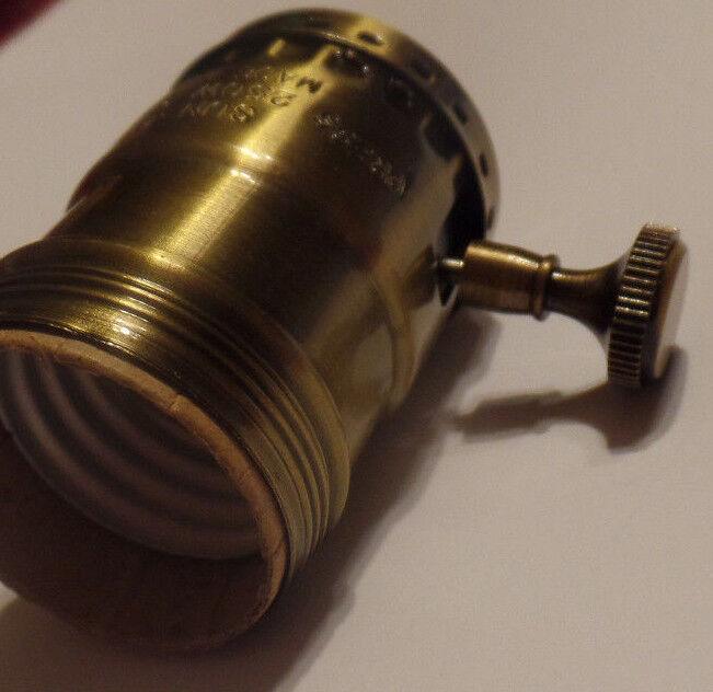 3 - way Uno Thread Antique Brass Early Electric Industrial Style Lamp Socket 270A - Stone Door Lamps