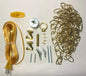 New Brass Plated Swag Lamp Kit for Fabric, Mica Shades, 12' Chain, 16' Gold Cord - Stone Door Lamps