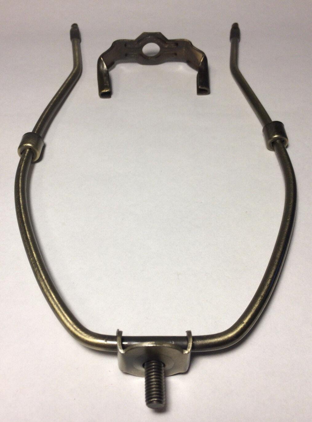 9" Antique Finish Heavy Brass Lamp HARP Shade Holder + Base for Lamp Repair - Stone Door Lamps