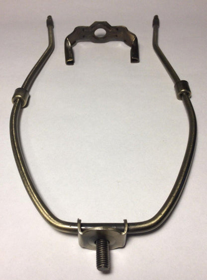 9" Antique Finish Heavy Brass Lamp HARP Shade Holder + Base for Lamp Repair - Stone Door Lamps