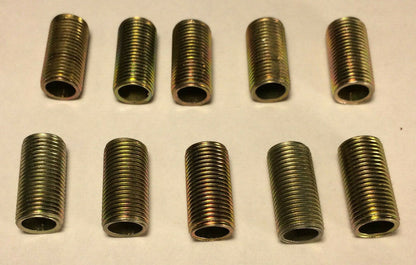 Lot Of 10, 1 3/4" ,1/8IP Zinc Plated Steel Lamp Nipples 3/8" O.D. Rust Resistant