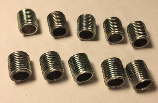 Lot Of 10, 1/2" ,1/8 IP Zinc Plated Steel Lamp Nipples 3/8" O.D., Rust Resistant