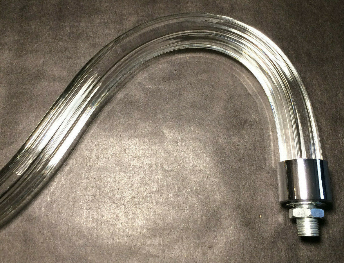 New Fluted Glass Chandelier Arm, 12" Length, Hollow For Wiring, 1/8 IP Threads