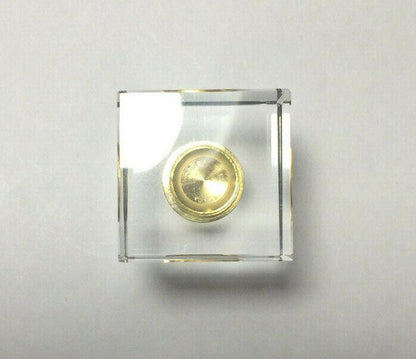 New Clear Crystal Cube Lamp Harp Finial, Brass Base, 1 3/4" ht., 1/4 - 27 #LF090P - Stone Door Lamps