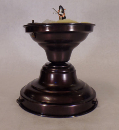 New School House Lighting Fixture, Wired, Brass With Bronze Finish, 6" Fitter
