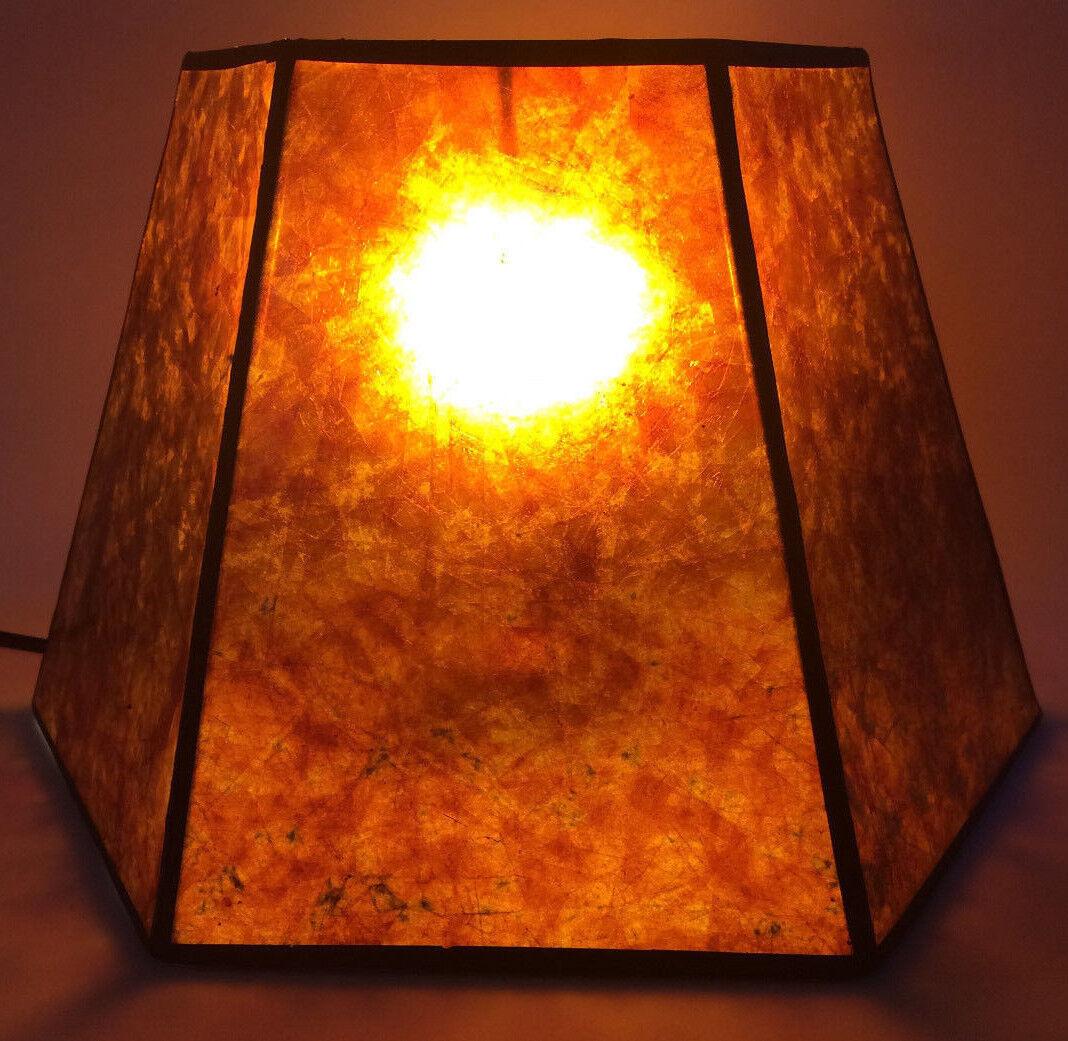 7" x 12" x 7 1/2" Antique Amber Hexagon Style Mica UNO Bridge Floor Lamp Shade - Stone Door Lamps