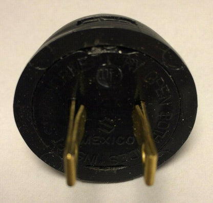 New Leviton Large Black Round Ribbed Lamp Cord Plug For Large Round Wire #LP573 - Stone Door Lamps
