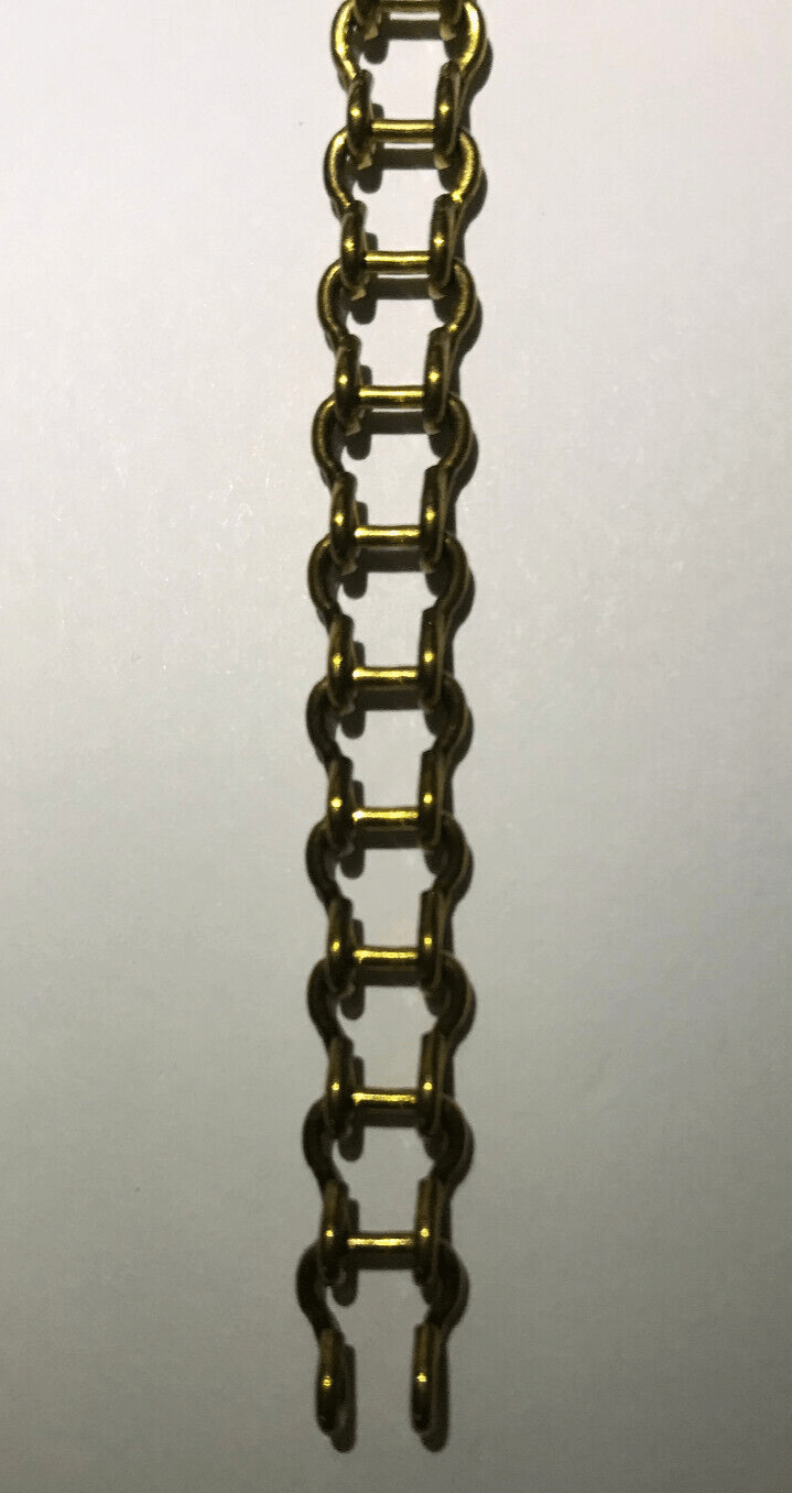 New 11/32" Wide #18 Brass Ladder Chain For Hanging, Library Lamps, Sold Per Foot