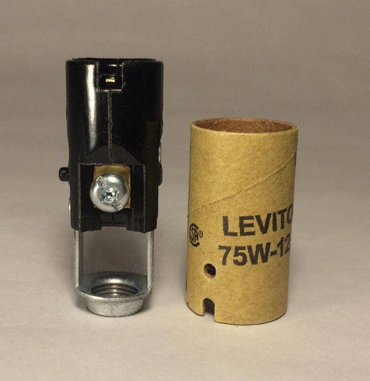 New 2 1/16" Short Keyless Leviton Candelabra Phenolic Socket w/ Hickey UL #SO217 - Stone Door Lamps