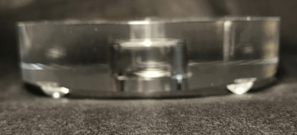 New 5" Diameter Clear Round Footed Acrylic Lamp Base w/ Center Hole, No Wire Way - Stone Door Lamps