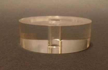 New 3" Diameter Clear Round Acrylic Lamp Break Base w/ Center Hole, No Wire Way - Stone Door Lamps