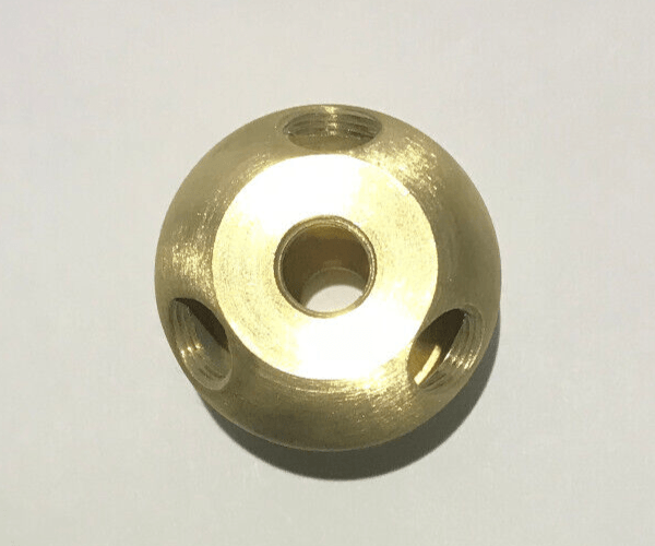 New Large Unfinished Turned Brass 2 Pc. Lamp Cluster Body, 3 Bottom Holes, 1/8F - Stone Door Lamps