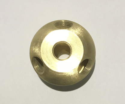 New Large Unfinished Turned Brass 2 Pc. Lamp Cluster Body, 3 Bottom Holes, 1/8F - Stone Door Lamps
