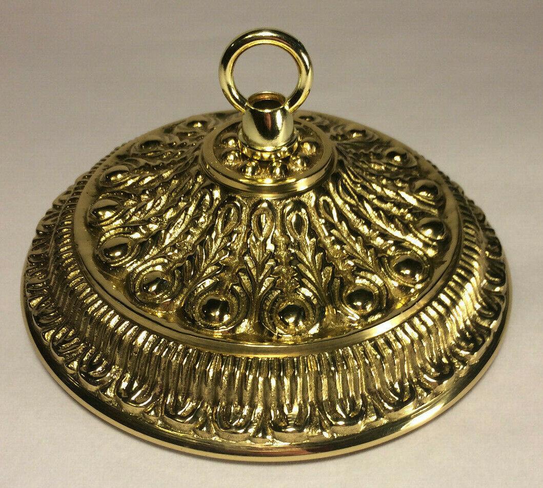 New Cast Brass Canopy Kit w/ Loop, Polished Brass Finish, 5 1/4" Diameter #BC804 - Stone Door Lamps