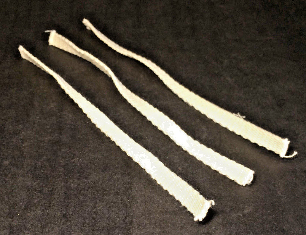3-pack -3/8" x 7" LONG COTTON #00 LAMP WICK FOR ACORN & NUTMEG BURNERS USA MADE