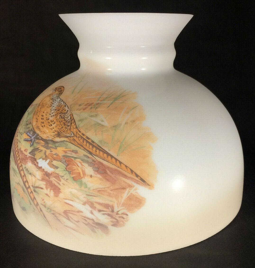 New 10" Opal Glass Student Lamp Shade With Pheasants Scene Made In USA #PS033 - Stone Door Lamps