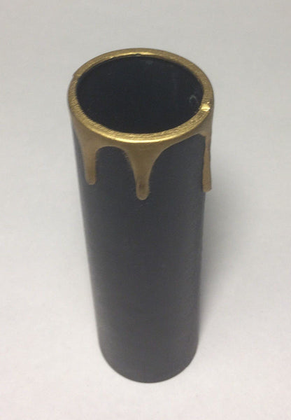 4" HEIGHT BLACK PLASTIC EDISON STANDARD SOCKET CANDLE COVER W/ GOLD DRIPS CC923