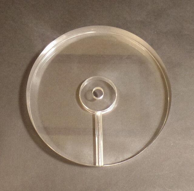 New 5 3/4" Diameter Clear Round Acrylic Lamp Base w/ Center Hole & Side Outlet - Stone Door Lamps