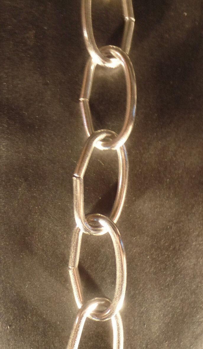 New 3' Nickel Finish 8 Gauge Steel Chandelier Fixture Oval Lamp Chain #FC992N - Stone Door Lamps