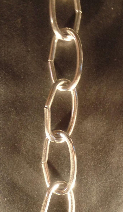 New 3' Nickel Finish 8 Gauge Steel Chandelier Fixture Oval Lamp Chain #FC992N - Stone Door Lamps