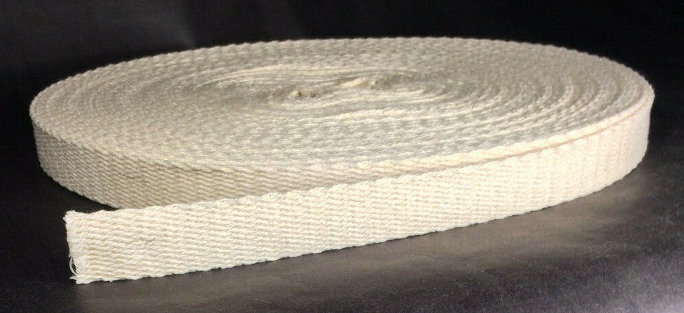 New 1" Wide Flat Cotton Oil Lamp Wick For #2 Brass Queen Burners, 96 Ft. Spool