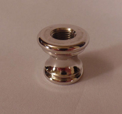 New Nickel Plated Turned Brass Lamp Neck, 1/8F (3/8"), 15/16" Ht. NN867N - Stone Door Lamps