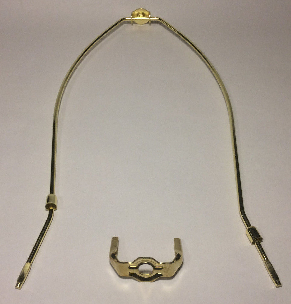 13" Brass Plated Lamp Harp w/ Base Protective Coating, regular weight  #HAR65
