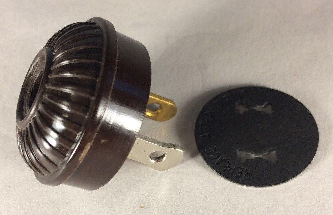Brown Ribbed Embossed Early Electrical Style Plug for Antique Lamps + Insulator - Stone Door Lamps