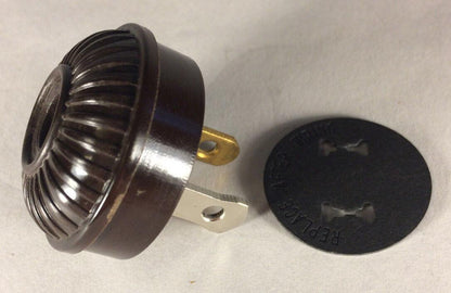 Brown Ribbed Embossed Early Electrical Style Plug for Antique Lamps + Insulator - Stone Door Lamps